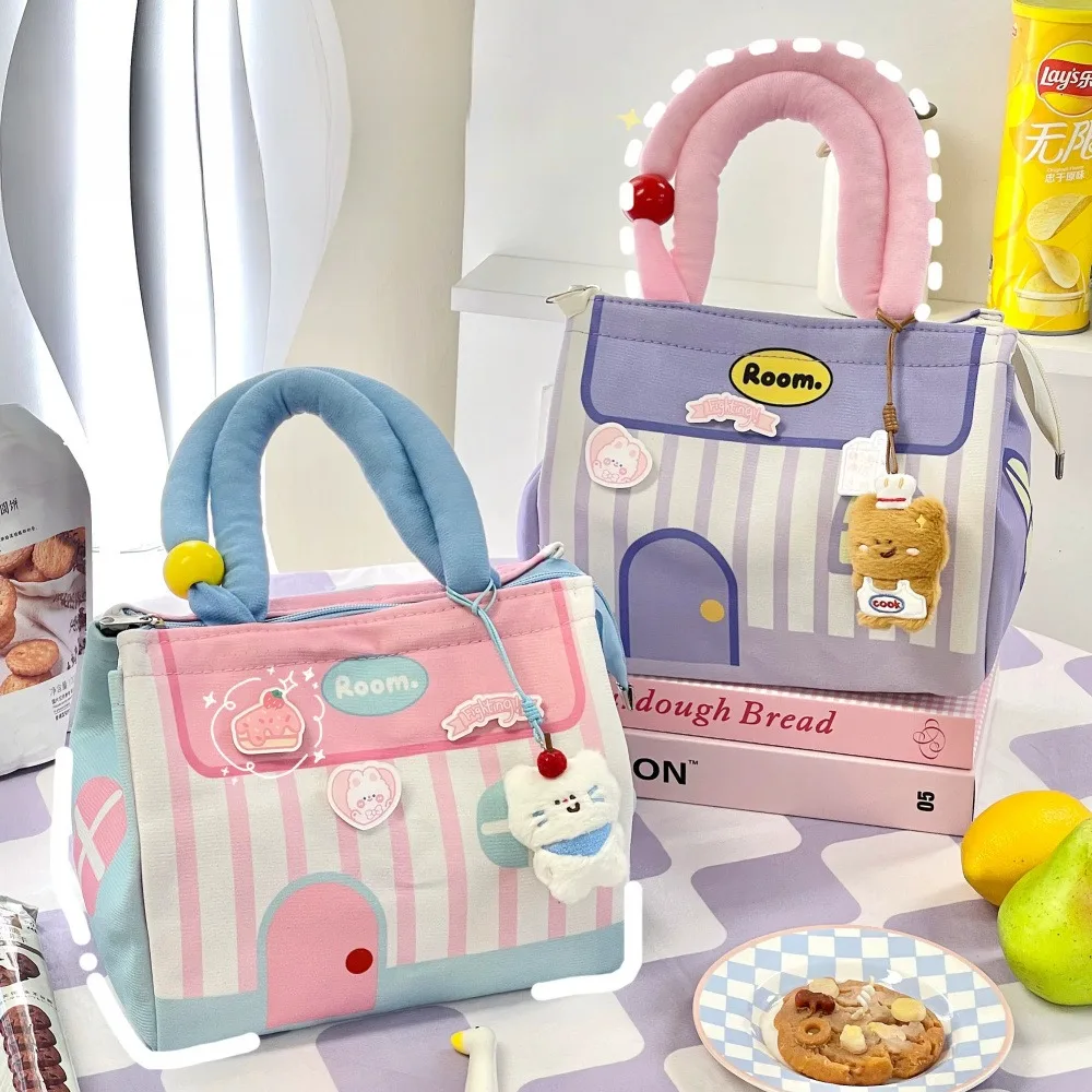 

Cute House Insulated Lunch Bag For Woman Kids Kawaii Portable Thermal Lunch Box Bag Bento Pouch Food Storage Bag For Work School