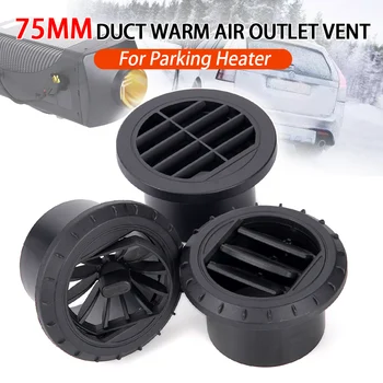 75mm Warm Air Vent Outlet Rotatable Air Diesel Heater Air Conditioner For Car Truck VAN Camper Pipe Outlet Connector Black 