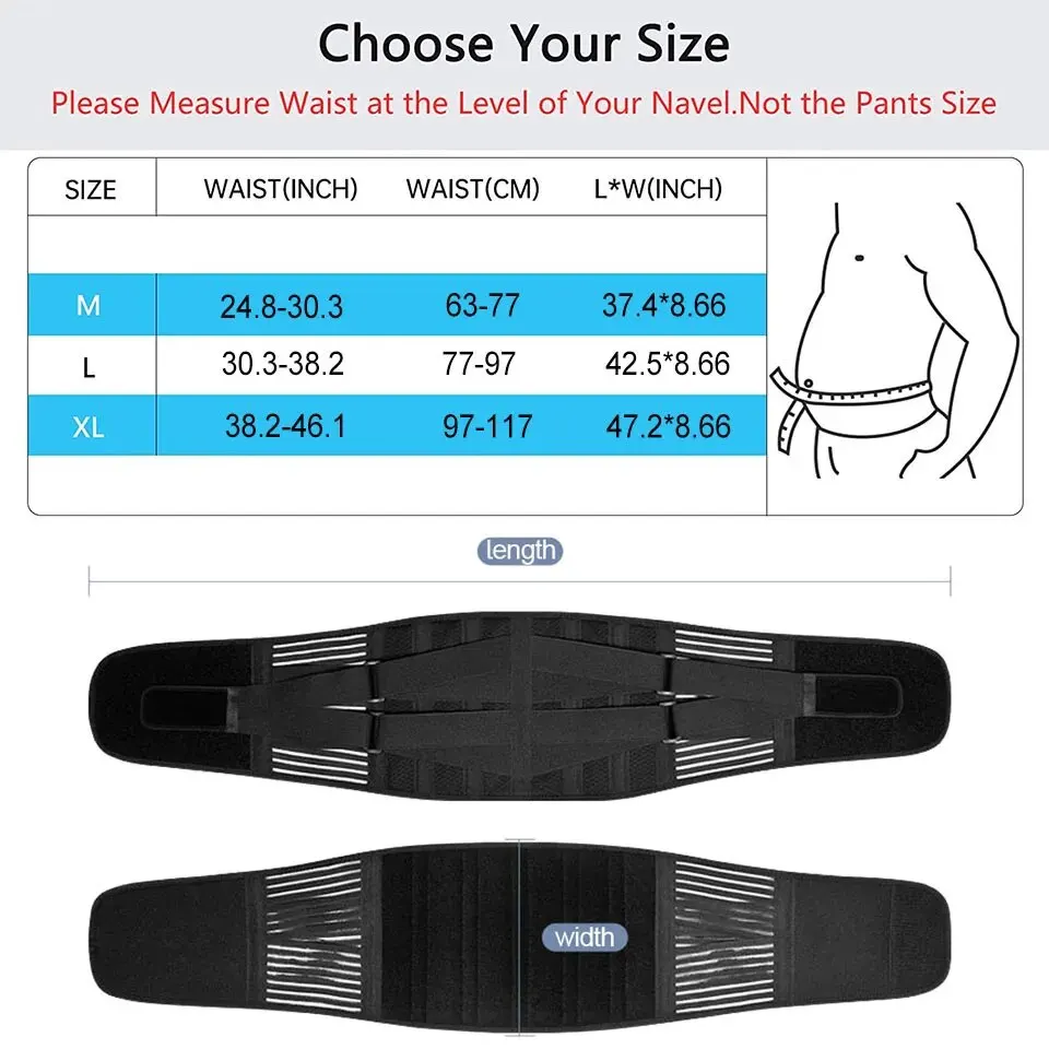 AOLIKES Lower Back Brace with 6 Stays Anti-skid Orthopedic Lumbar Support Breathable Waist Support Belt for Gym Pain Relief