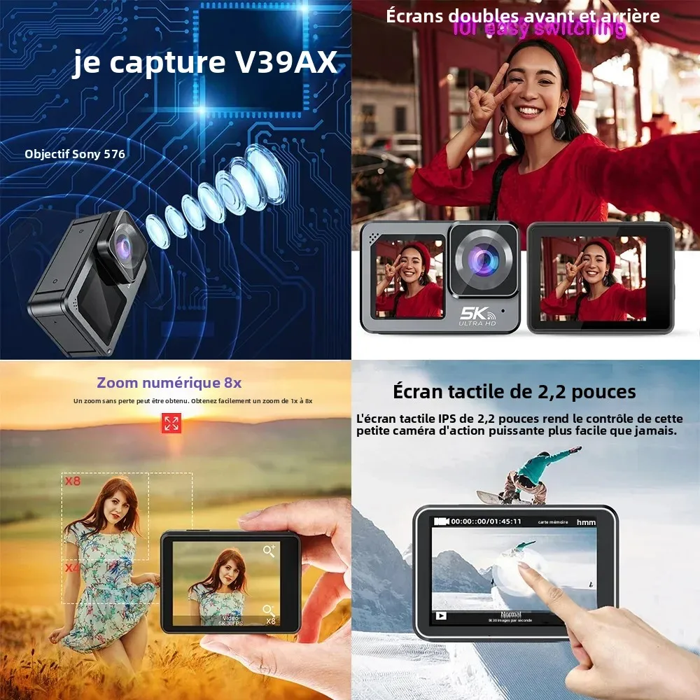 Image 3: F6W caméra d'action micro sans fil 5K 4K60FPS 48MP 2.2 