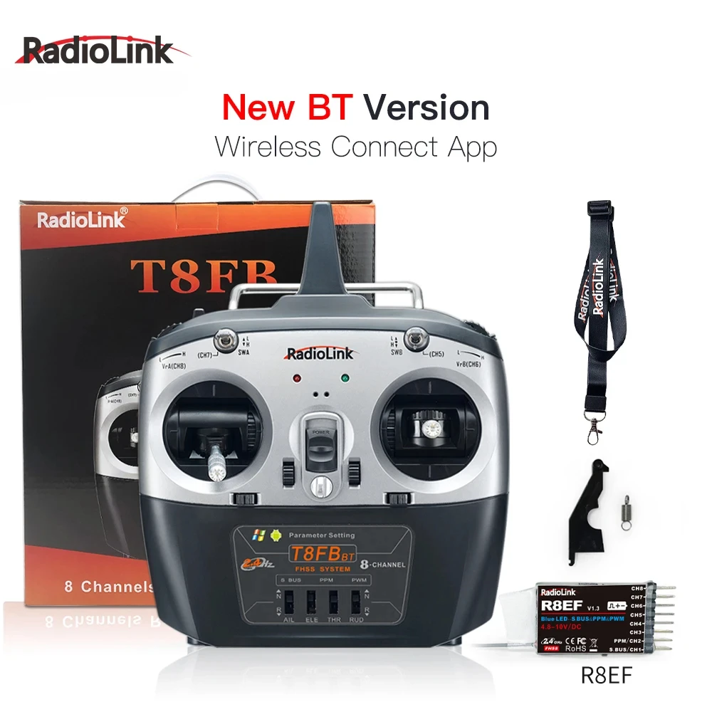 Radiolink T8FB BT 8 Channel 2.4G Radio Controller with Receiver R8EF Remote Transmitter for FPV Drone Fixed Wing Airplane RC Car