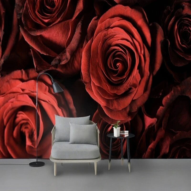 

Modern simple elegant creative and beautiful rose flower TV luxury home decoration background wall painting Paper