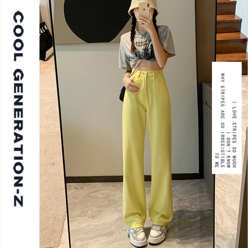 Summer Colored pants baggy jeans women  denim  women clothing  slouchy jeans   full length  high waisted jeans   loose denim