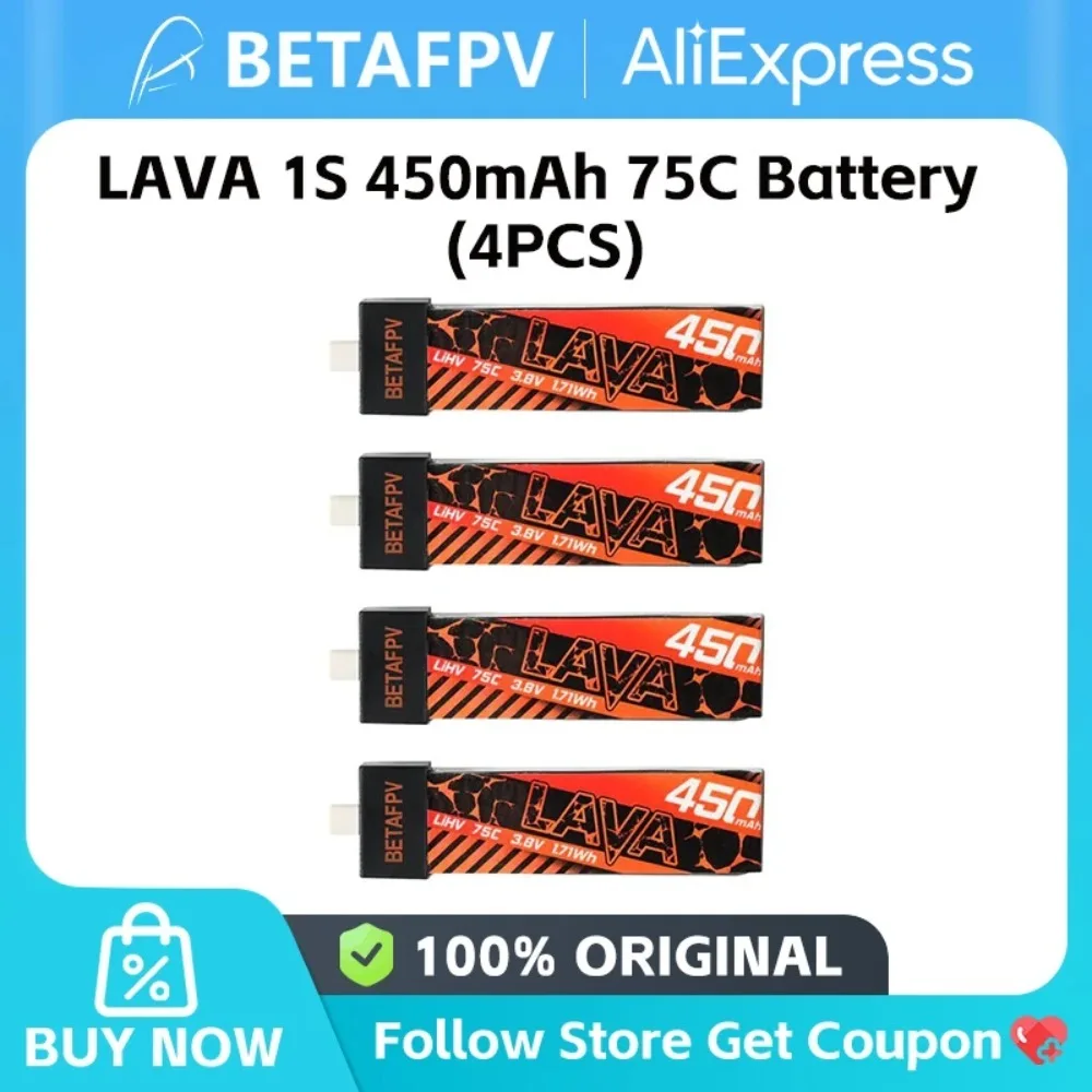 

BETAFPV LAVA 1S 450mAh 75C Battery (4PCS) For Air75 Drones
