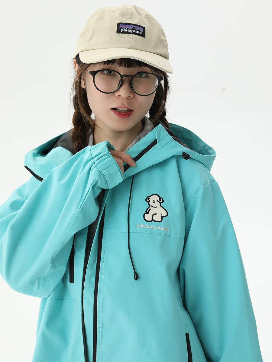 

Футболка с вышивкой голубой собаки озера, 2024, Hard ell Profional Fce Jaet, женская уличная одежда из полиэфирного волокна