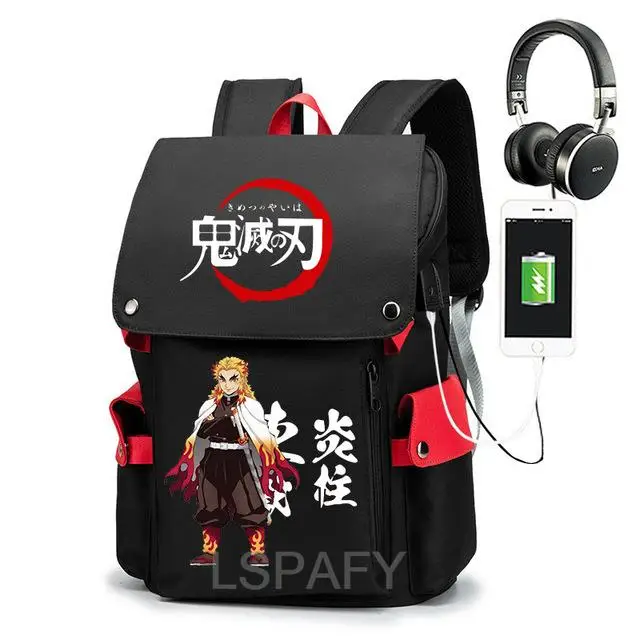 Mochila escolar de Anime Demon Slayer para niño y niña, bolsa de viaje de gran capacidad, Agatsuma Zenitsu, Oxford, para ordenador portátil