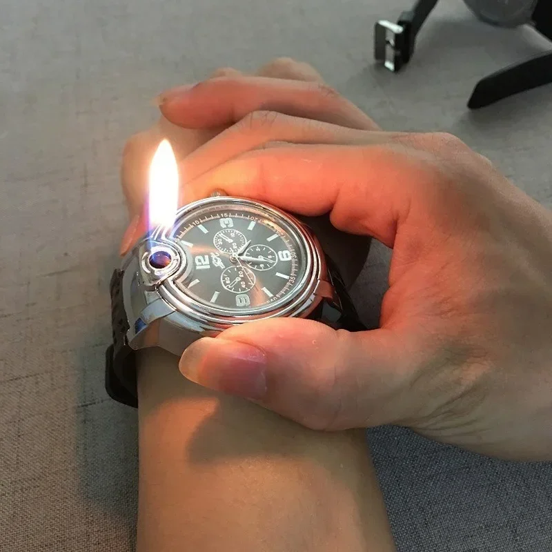 Creative Watch Style Metal Fire Tools Lighte Men's Sports Open Flame Watch Inflatable Adjustable Flame