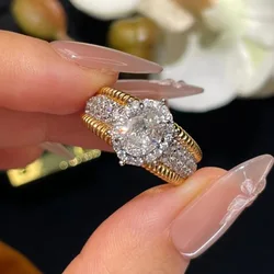 14K Gold Ball Lab Diamond Ring 100% Real 925 Sterling Silver Engagement Wedding Band Rings for Women Daily Promise Jewelry