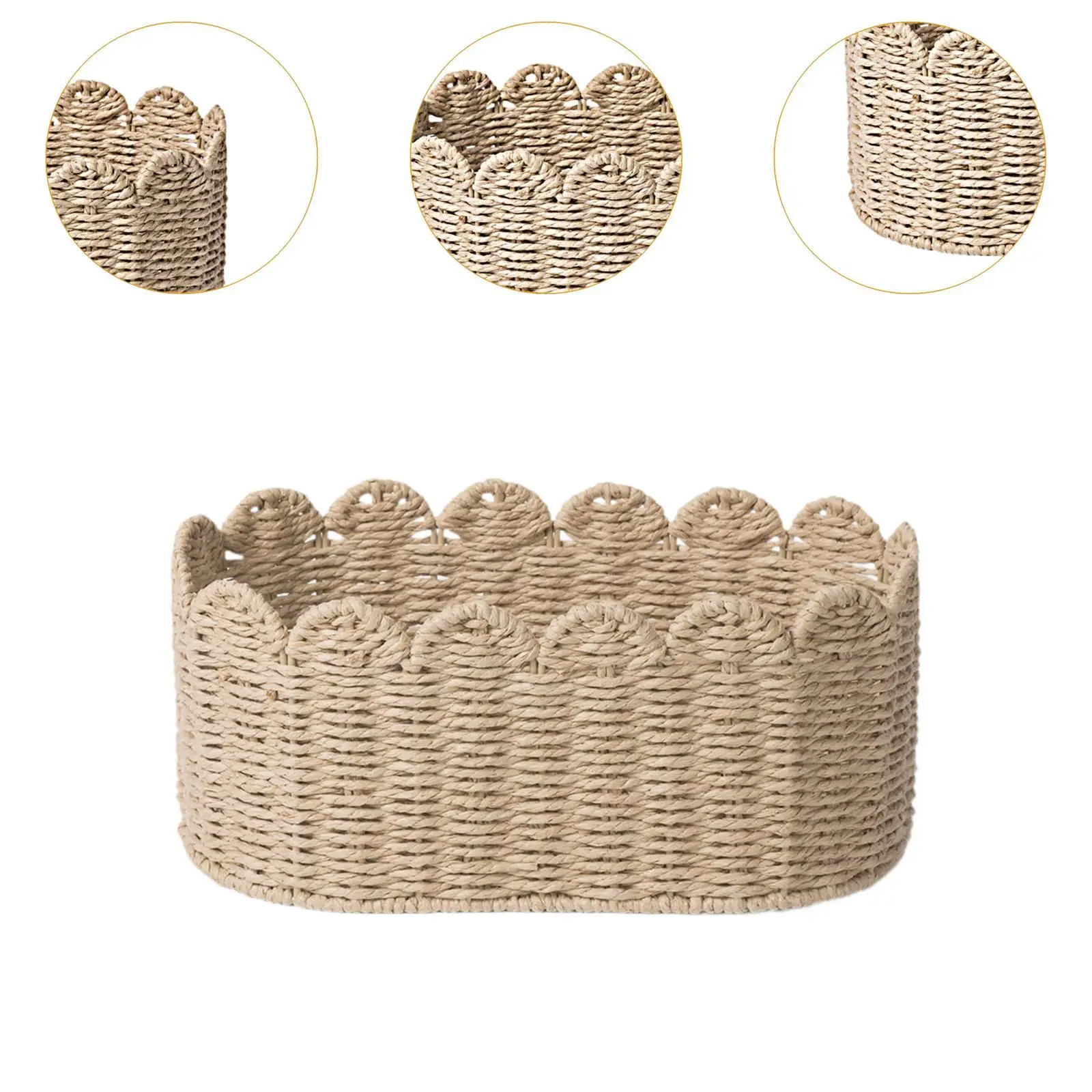 Woven Storage Basket Container Multifuctional Lightweight Organizer Box Sundries Storage Bin for Countertop Kithchen Tool