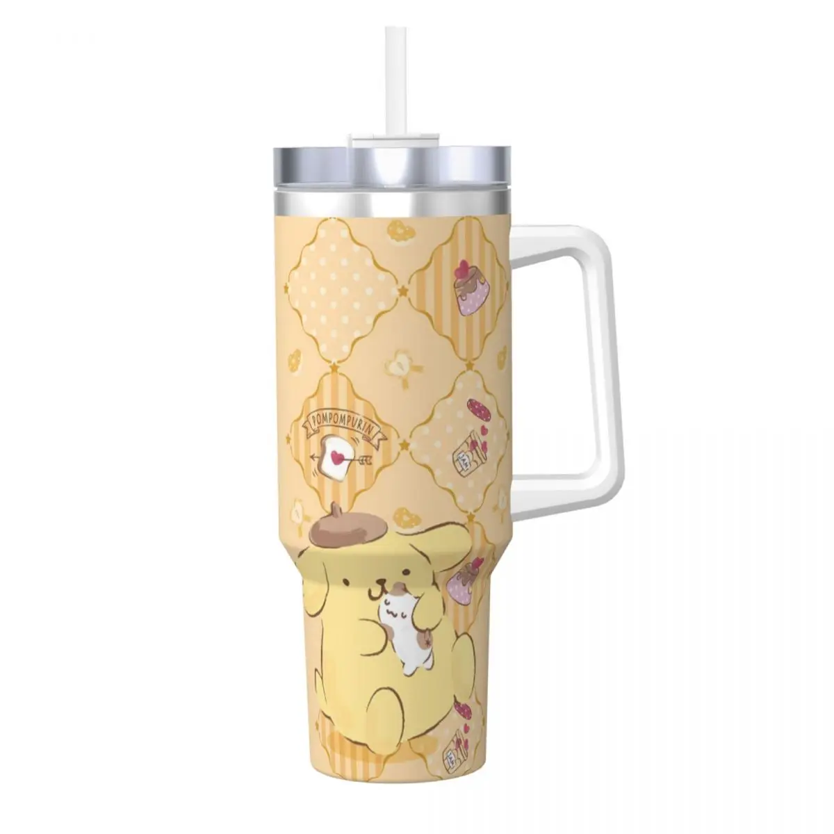 MINISO Pom Pom Purin Tumbler Cold and Hot Water Bottle Leakproof Stainless Steel Thermal Mug Custom DIY Travel Car Mugs