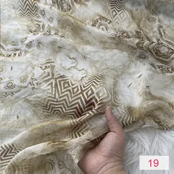 Design 1-22 Silk Chiffon Fabric Discount Printing 100% Pure Mulberry 6M/M for Men Women Cloth Dress Shirt Saree Hajib