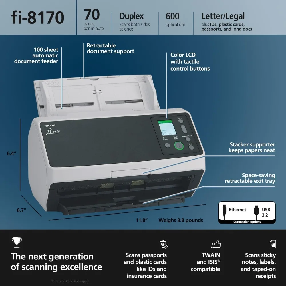 

fi-8170 Professional High Speed Color Duplex Document Scanner - Network Enabled