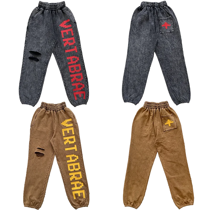 

Vertabrae Sweatpants 3D Waed Print Hole Design Casual Men's And Women's Long Pants Straight Leg Cotton Sports Sle