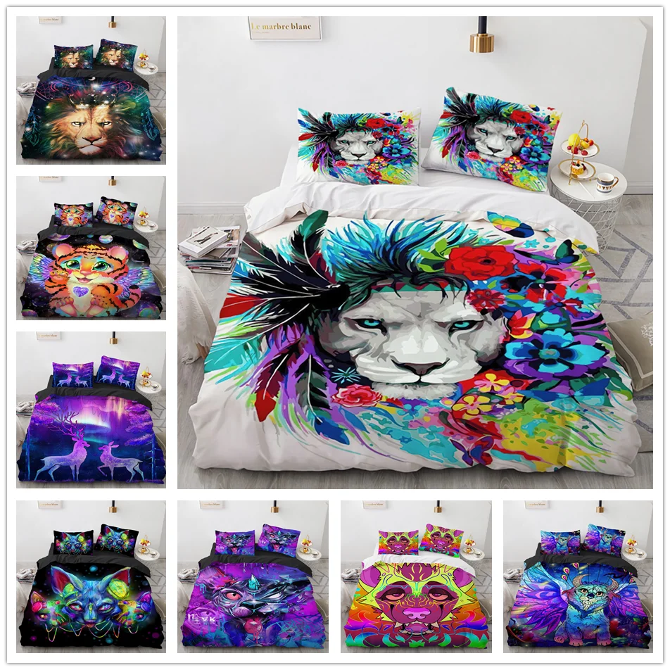 

3D Printing Duvet Cover Set Animal Bedding Set Single Full Double Queen King Size Comforter Cover Set Kids Teens Quilt Cover