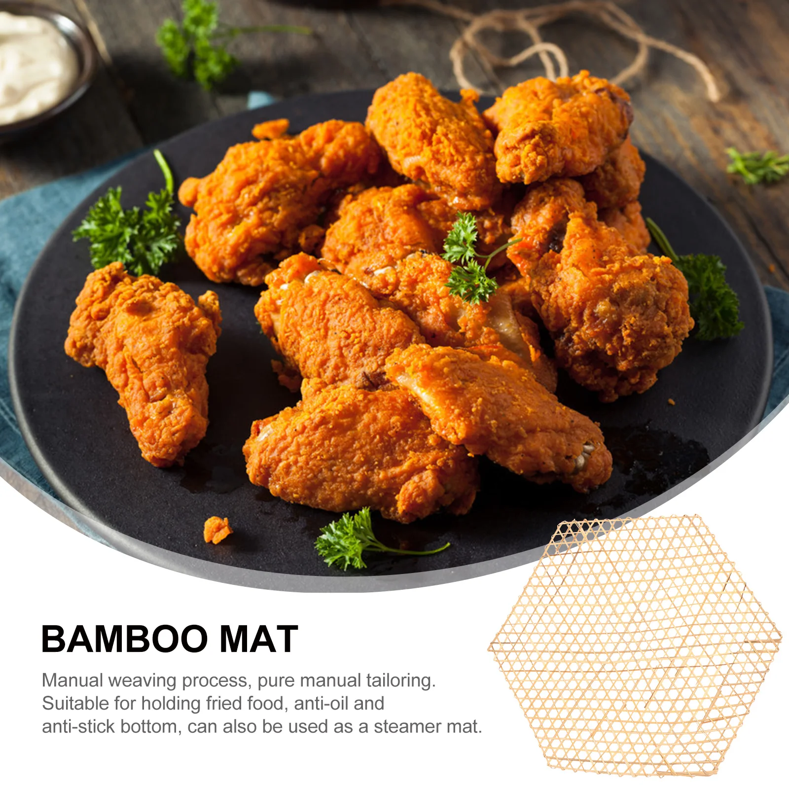 

6pcs Handmade Anti-Oil Cooking Mat Steamer Liner Decorative Plate Cooking Bamboo Mats Mat For Kitchen Bamboo Mesh Pad