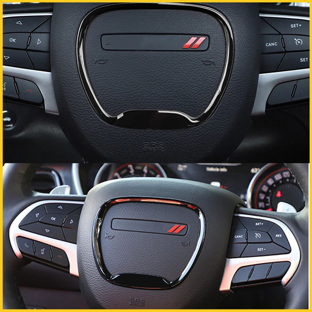 Per Dodge Durango Charger Challenger Jeep Grand Cherokee SRT8 2015-2022 Nero Volante Dell\'automobile Trim Copertura Telaio Anello adesivo