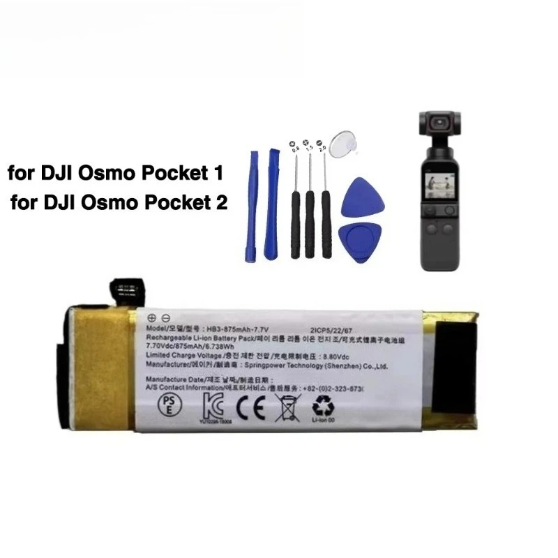 New upgraded HB3 - 875mAh-7.7V Replacement Camera Battery with Tool Kit for DJI Osmo Pocket 1 Osmo Pocket 2 Osmo Pocket II