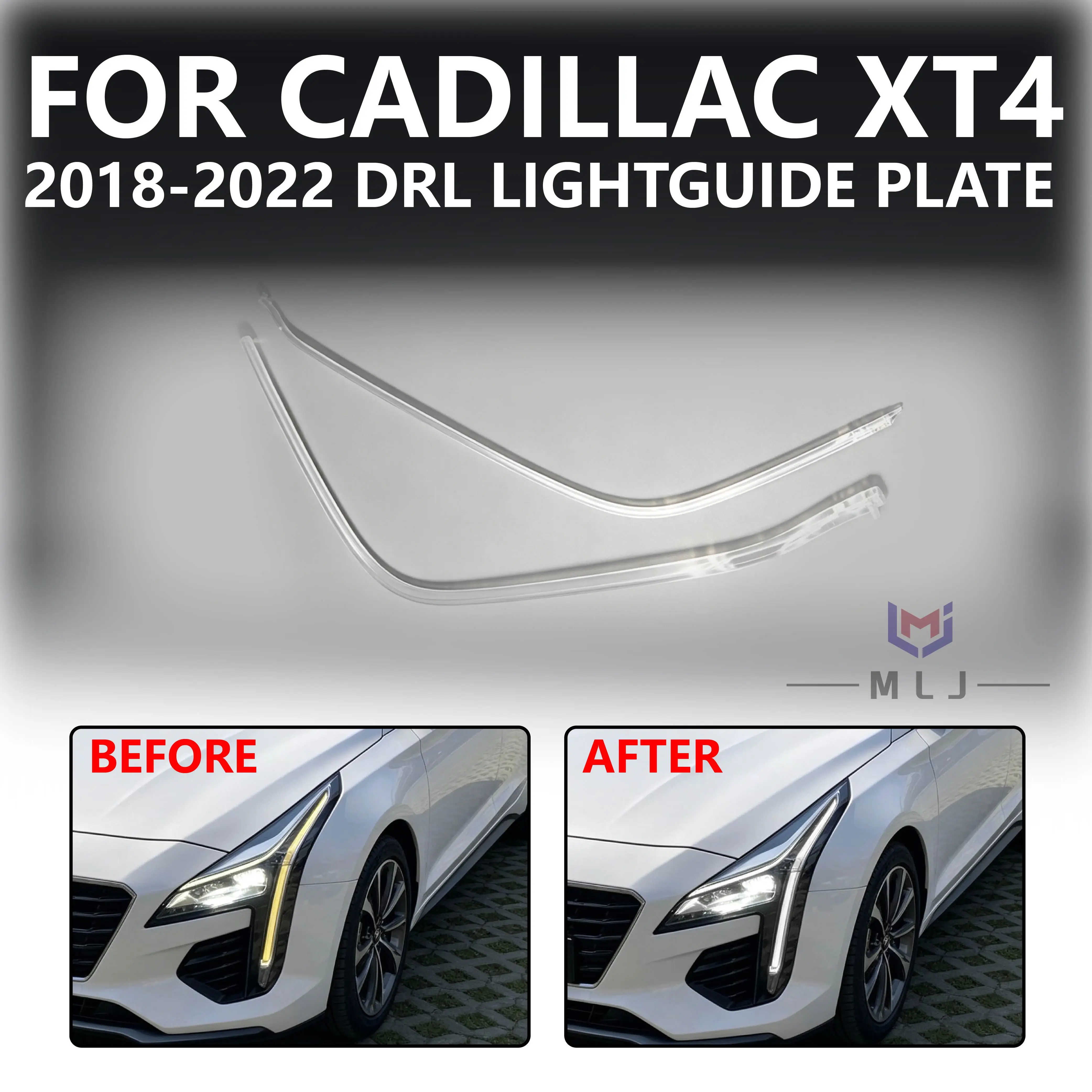 For Cadillac XT4 2018 2019 2020 2021 2022 Headlight Light Guide Tube Angel Eye Daytime Running Light Plate DRL Light Guide Strip