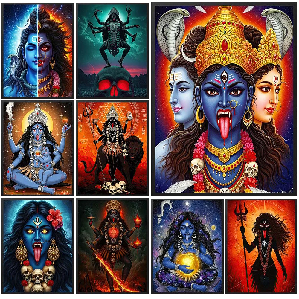 Hinduism Kali Goddess Shiva Parvati Poster Religion Wall Pictures For Church Room Decor Wall Art Canvas Painting Unframed