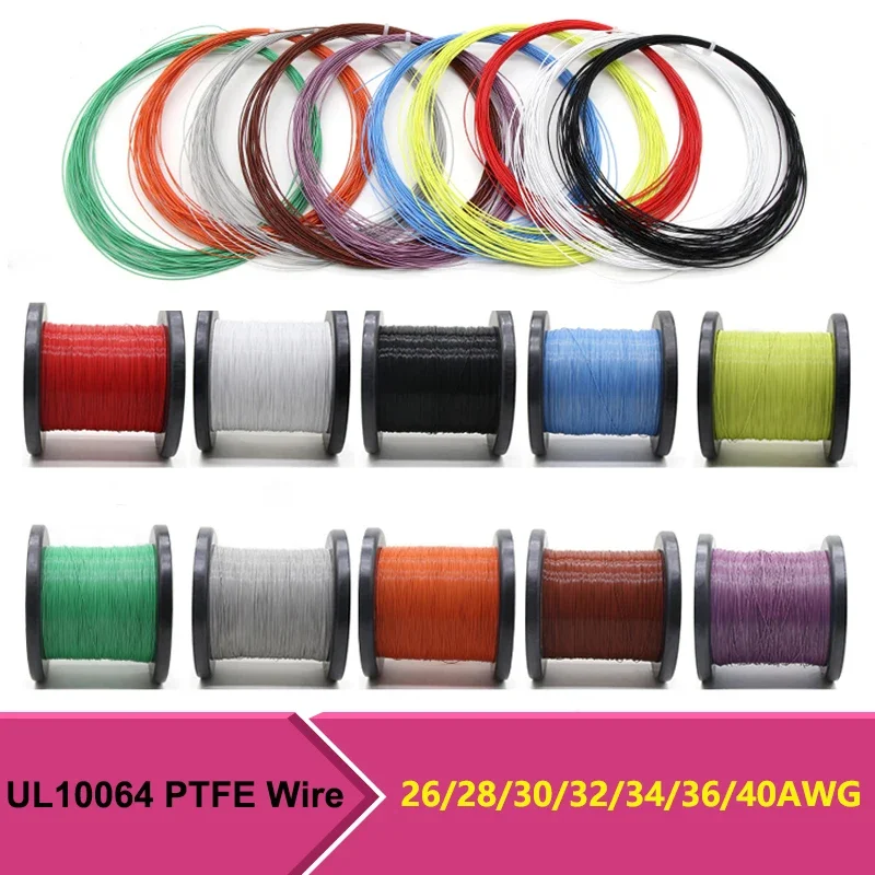 10~100m UL10064 PTFE Wire 40/36/34/32/30/28/26AWG Ultra Fine Micro Litz FEP Insulation Tinned Copper Wires for Soldering