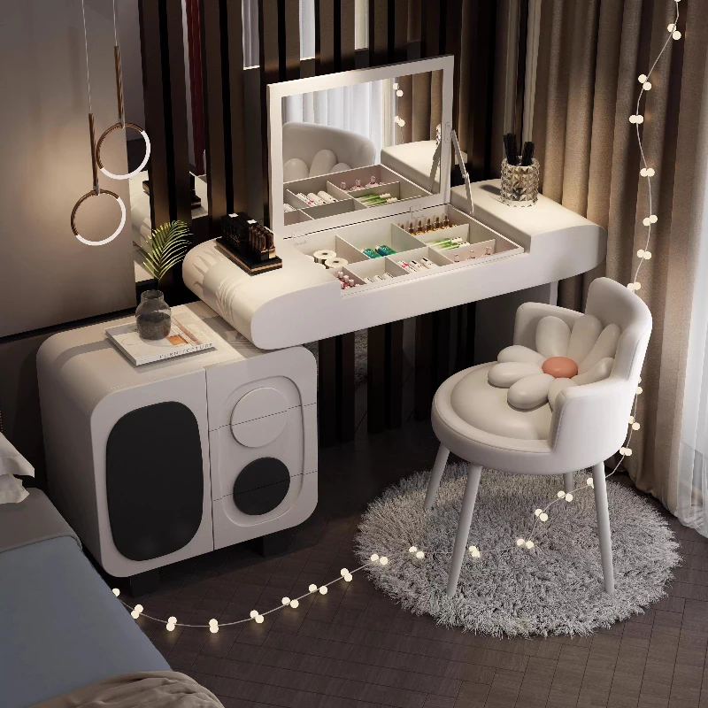 منضدة الزينة الحديثة الرخيصة أوروبا الإضاءة التخليص الأبيض دولاب الزينة أدراج الملابس البريد ماكياج الأثاث غرفة نوم