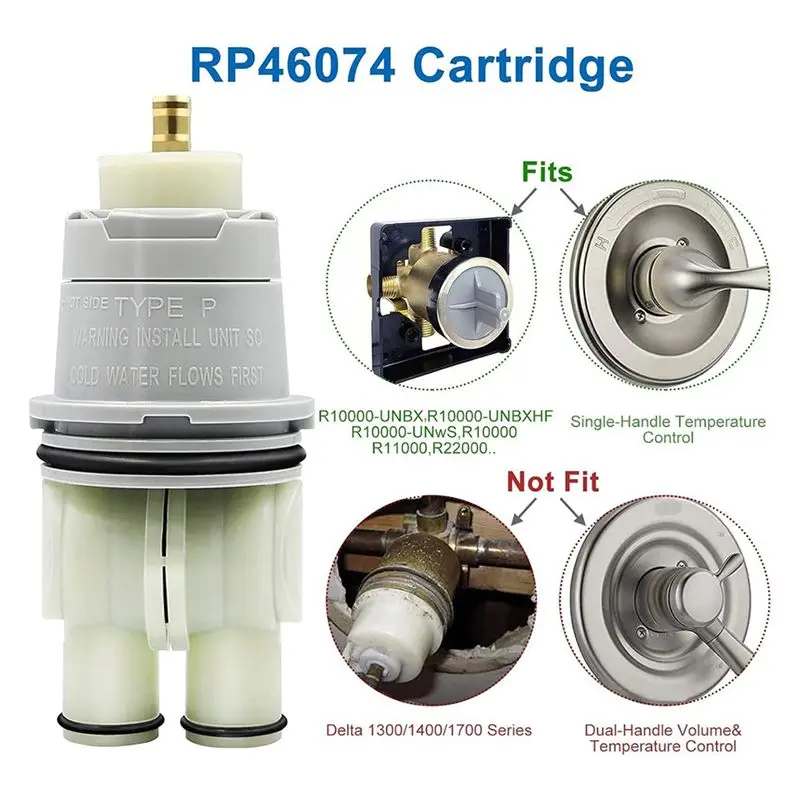a36t-rp46074：デルタ13-14シリーズのシングルハンドル式バスタブシャワー混合栓用シャワーカートリッジ交換部品。rp22734ボンネットナット付属。
