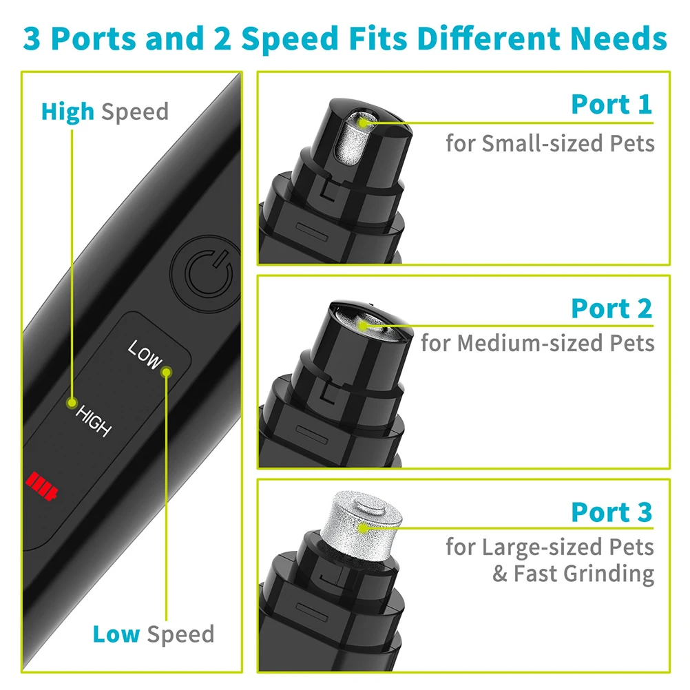 

Electric Dog Grinder Pet Nail Trimmer Diamond Grinding Head Durable Abs Material Safe Easy Use For Cats Dogs Pet Nail Cleaner