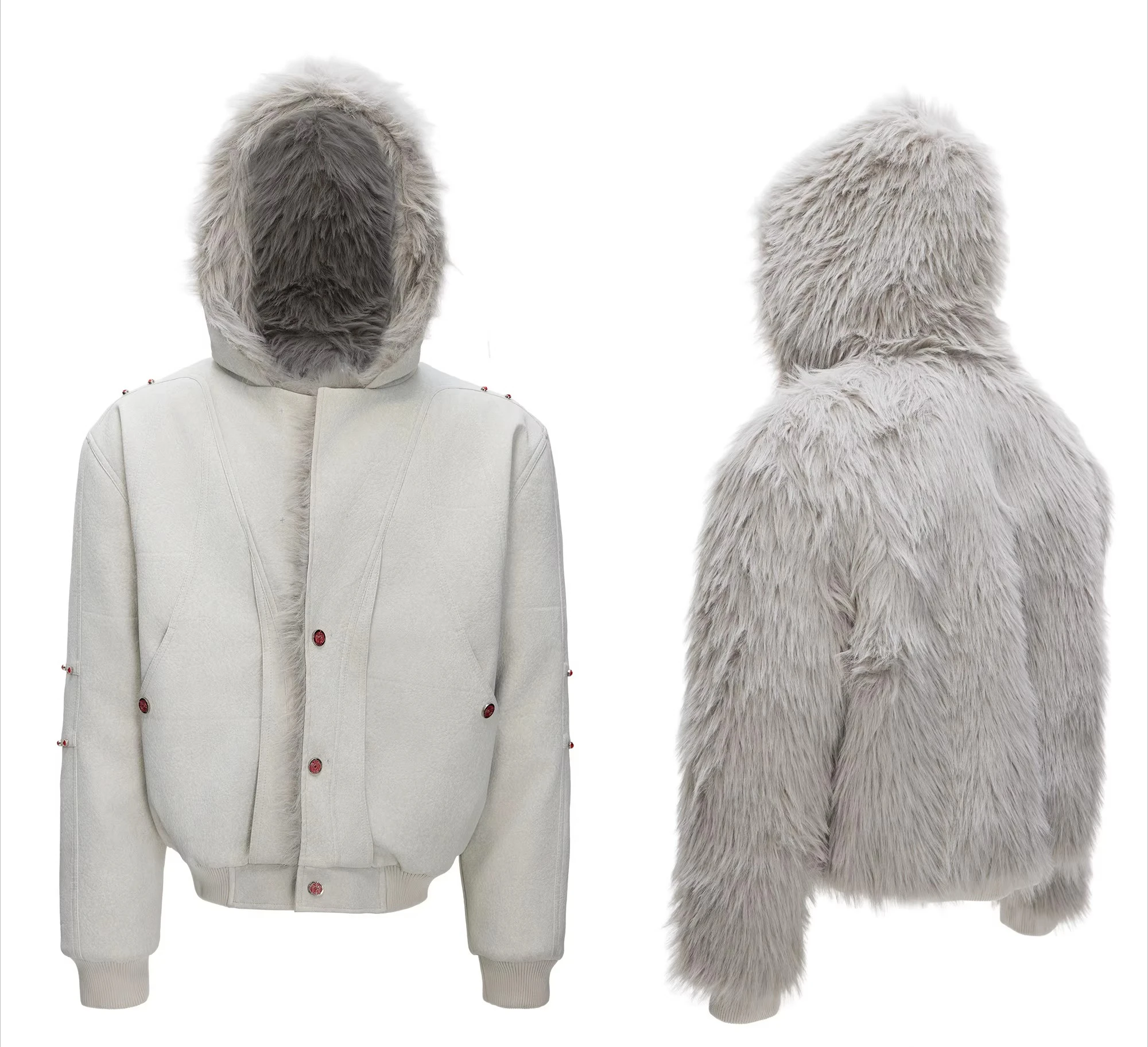 เสื้อพาร์กาผู้ชายแบบมีฮู้ด แขนยาว สีพื้น รุ่นใหม่ ฤดูหนาว ปี 2025 เสื้อโค้ทหนา ทันสมัย โดดเด่น หล่อ อุ่น สวมใส่สบาย ทรงหลวม เก๋ไก๋