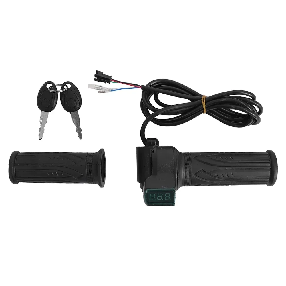 

24V 36V 48V 60V E-Bike Electric Scooter Twist Throttle Grip Handlebar Accelerator with Digital Meter Power Switch Display Panel