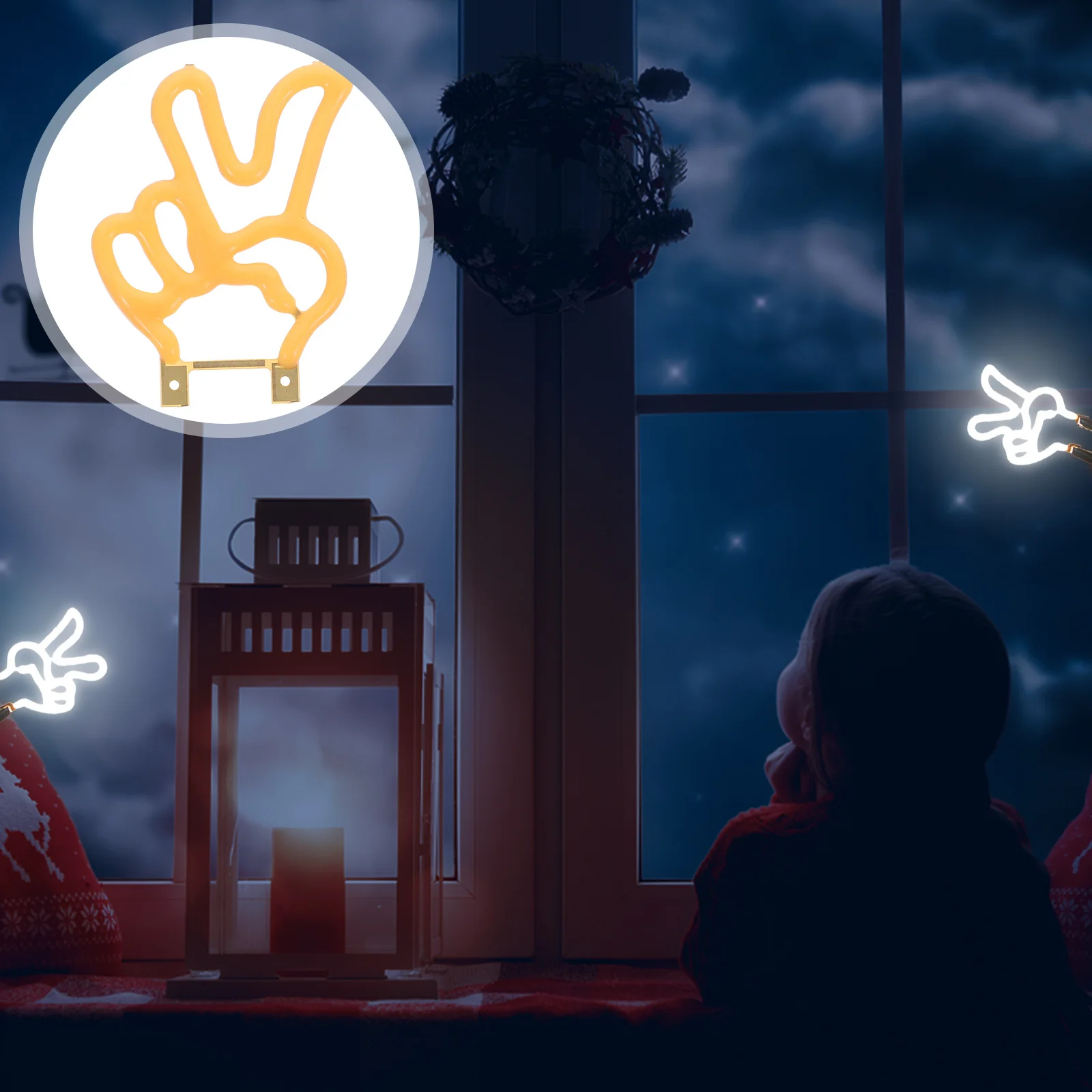 

Retro LED Letter Light Peace Gesture Neon Sign Cute Hand Shape Wall Decor Night Bar Bedroom Peace Sign Neon Light