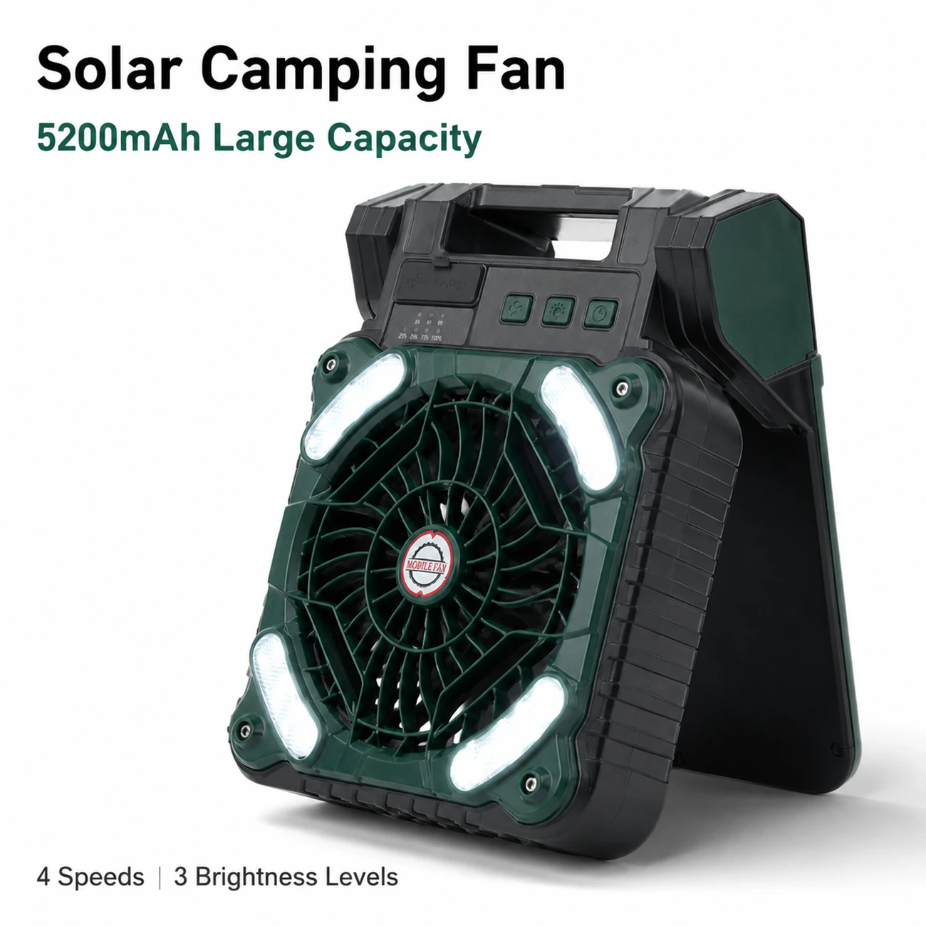 Outdoor Camping Glamping Share - Ventilador de camping solar portátil de