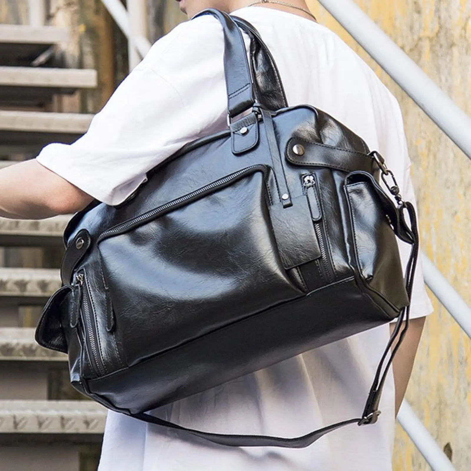 Borsa a tracolla da uomo in pelle Borsa da viaggio di grande capacità per ufficio da lavoro all'aperto