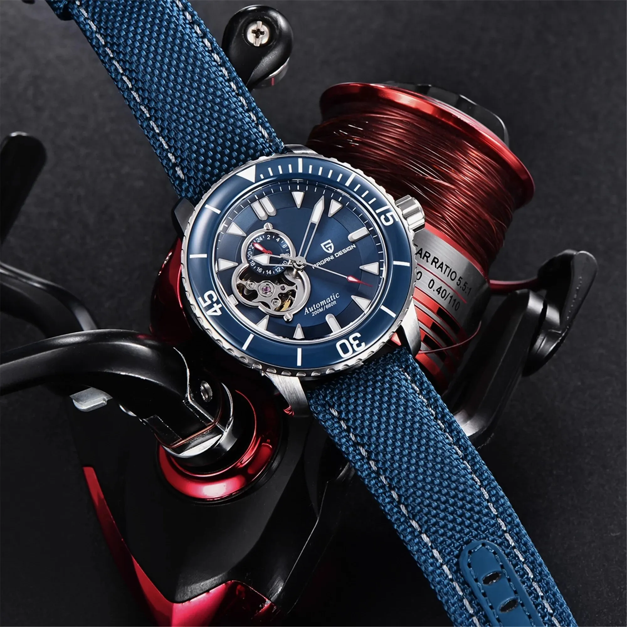 PAGANI DESIGN Tourbillon Men Watch Ceramic Bezel Sapphire Crystal Hollow Automatic Watches 200M Waterproof Mechanical Wristwatch