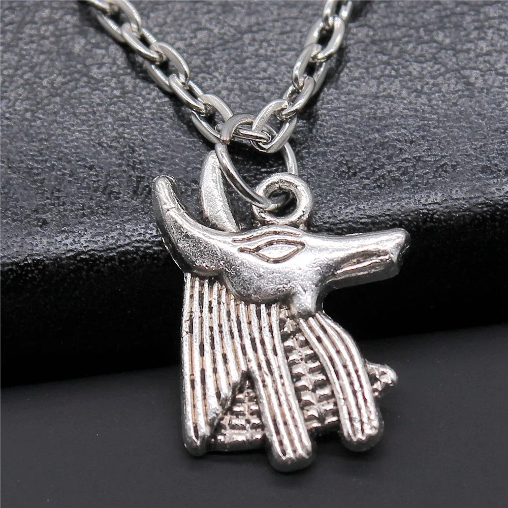 Collier pendentif Vintage Simple pour femmes, breloque, 2 couleurs, 21x16mm, antique, égyptien, dieu de la mort, Anubis