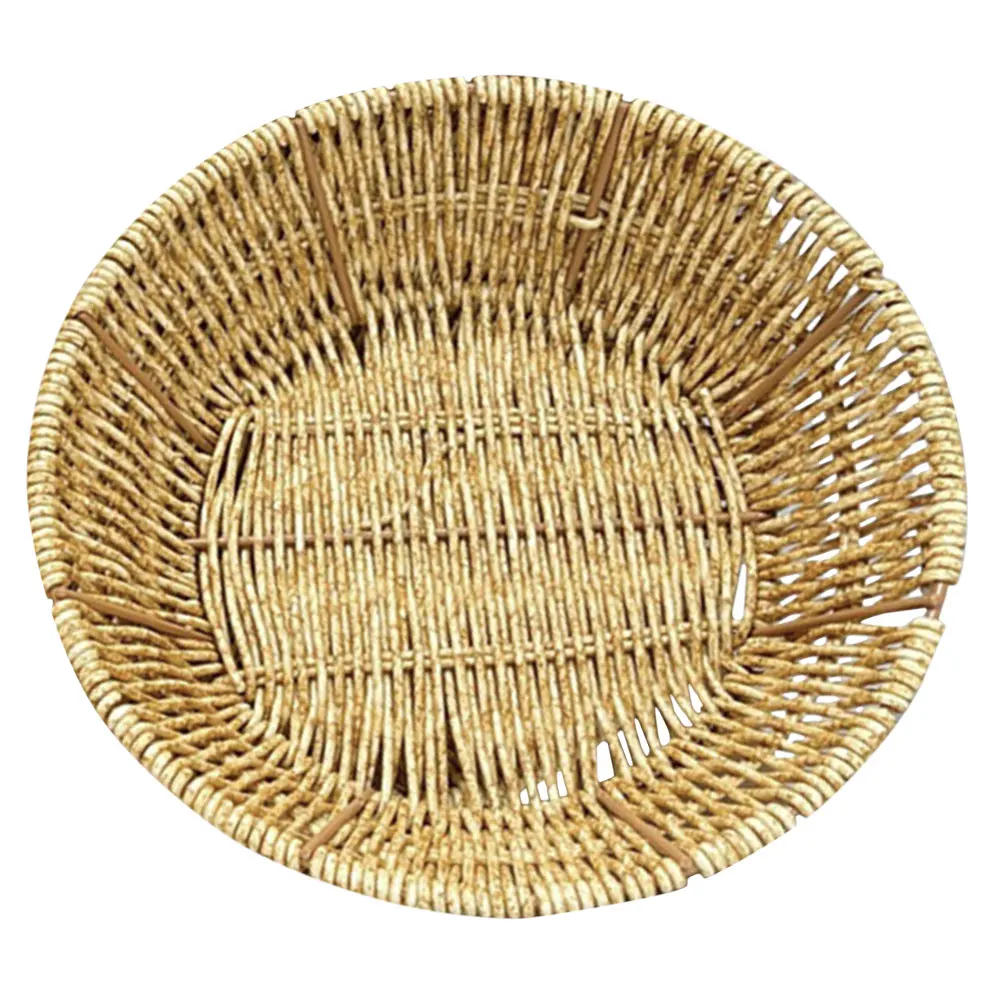 

Snack Basket Storage Woven Fruit Baskets Organizer Bread Tray Imitation Rattan Small Portable Kitchen Picnics Food Serving