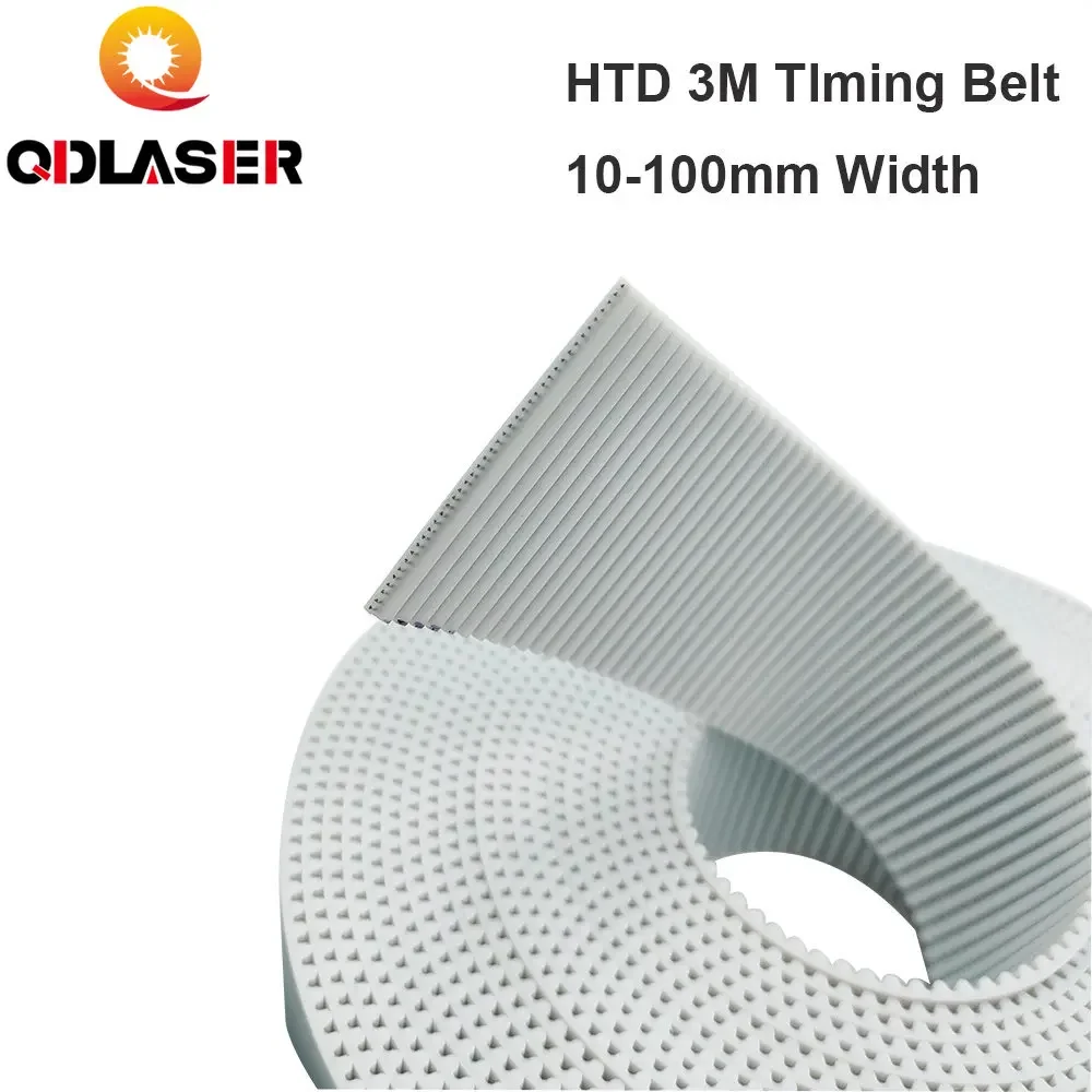 USGO 10M HTD 3M Open Ended Timing Belt Width 15mm 20mm White PU Polyurethane Steel Core for CO2 Laser CNC Machine Parts