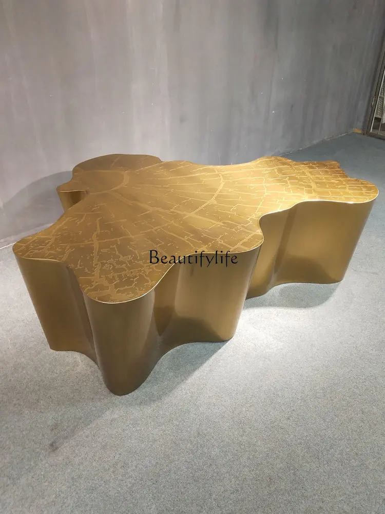 Stainless Steel Shaped Coffee Table Living Room Art High Sense Irregular Light Luxury Metal Coffee Table