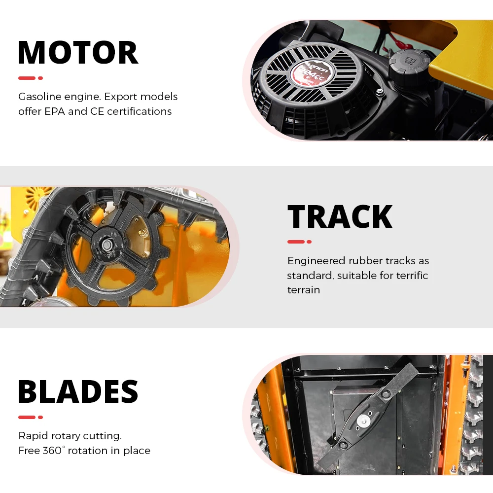 تخصيص 1000 مللي متر التحكم عن بعد جزازة العشب 4WD قوية آلة تقطيع الفراشي للمحدرات التلال الأعشاب المراعي آلة قص الغابات