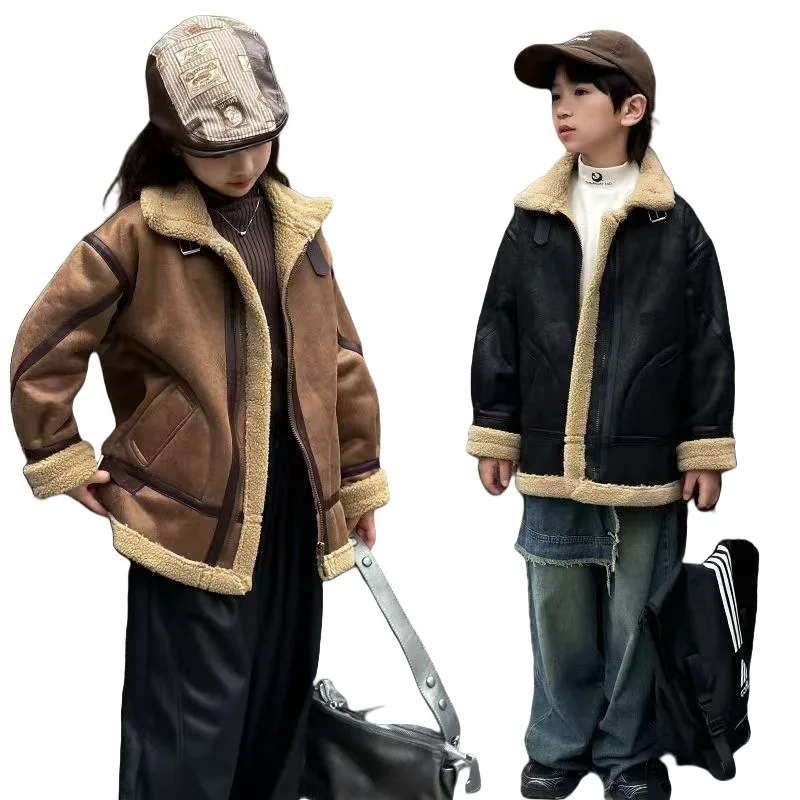 معطف الأولاد مع الصوف في الشتاء، موضة خريف وشتاء الأطفال الجديدة الأنيقة 2025، معطف فردي عصري ومريح #4