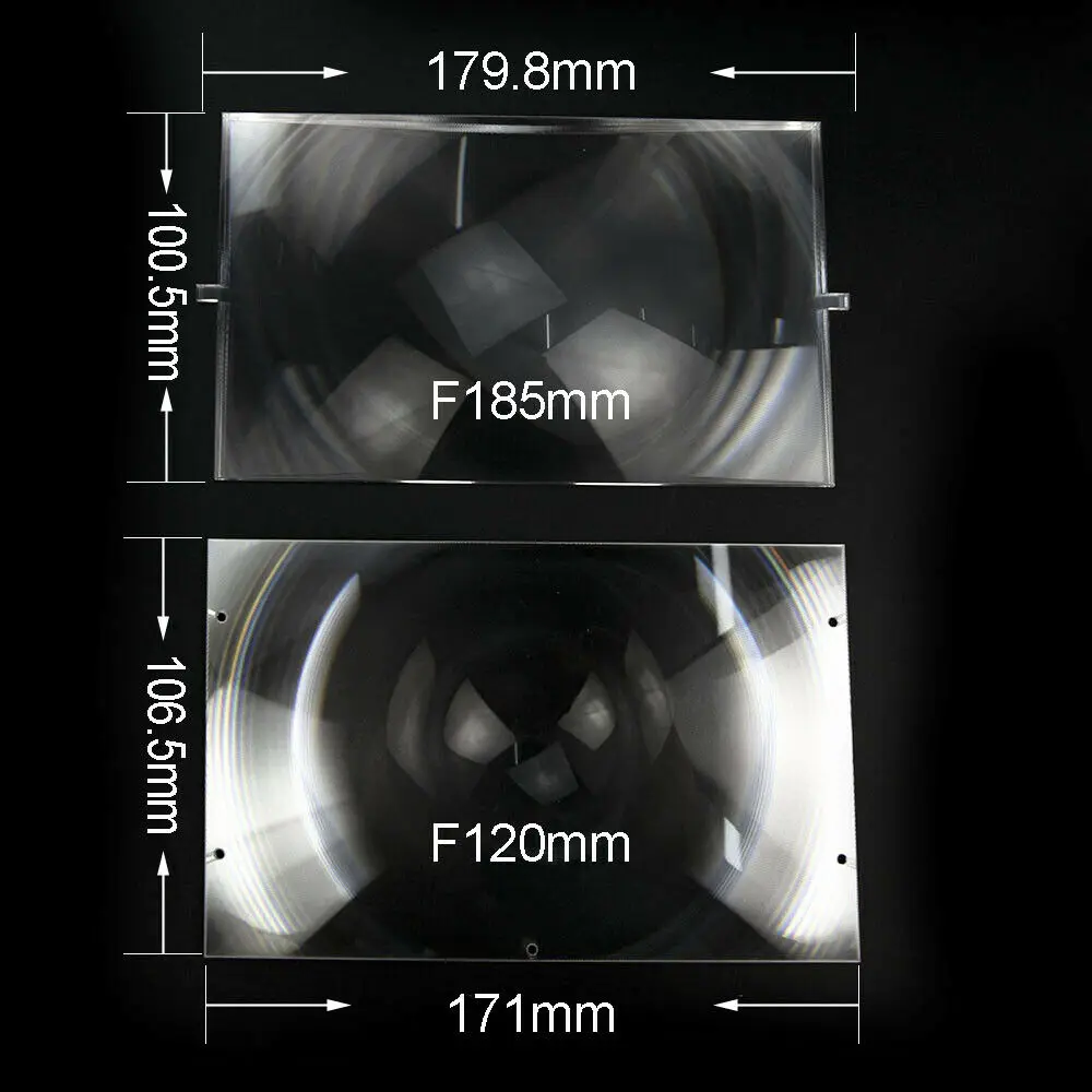 2 szt. Plastikowa soczewka fresnela słoneczna ogniskowa 185mm 120mm DIY 7-calowy projektor, lupa samolotowa 179.8x100.5mm 171x160.5mm