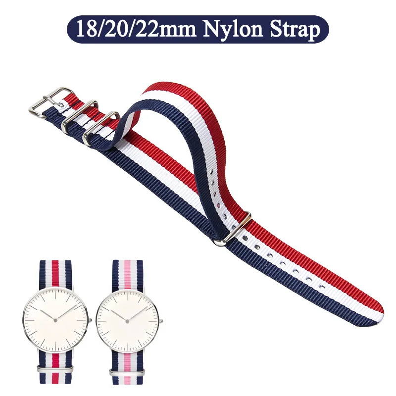 Nylon Watch Strap For Daniel Wellington Tissot Rolex Water Ghost Citizen Seiko Watchband 18mm 20mm 22mm Wristband Bracelet