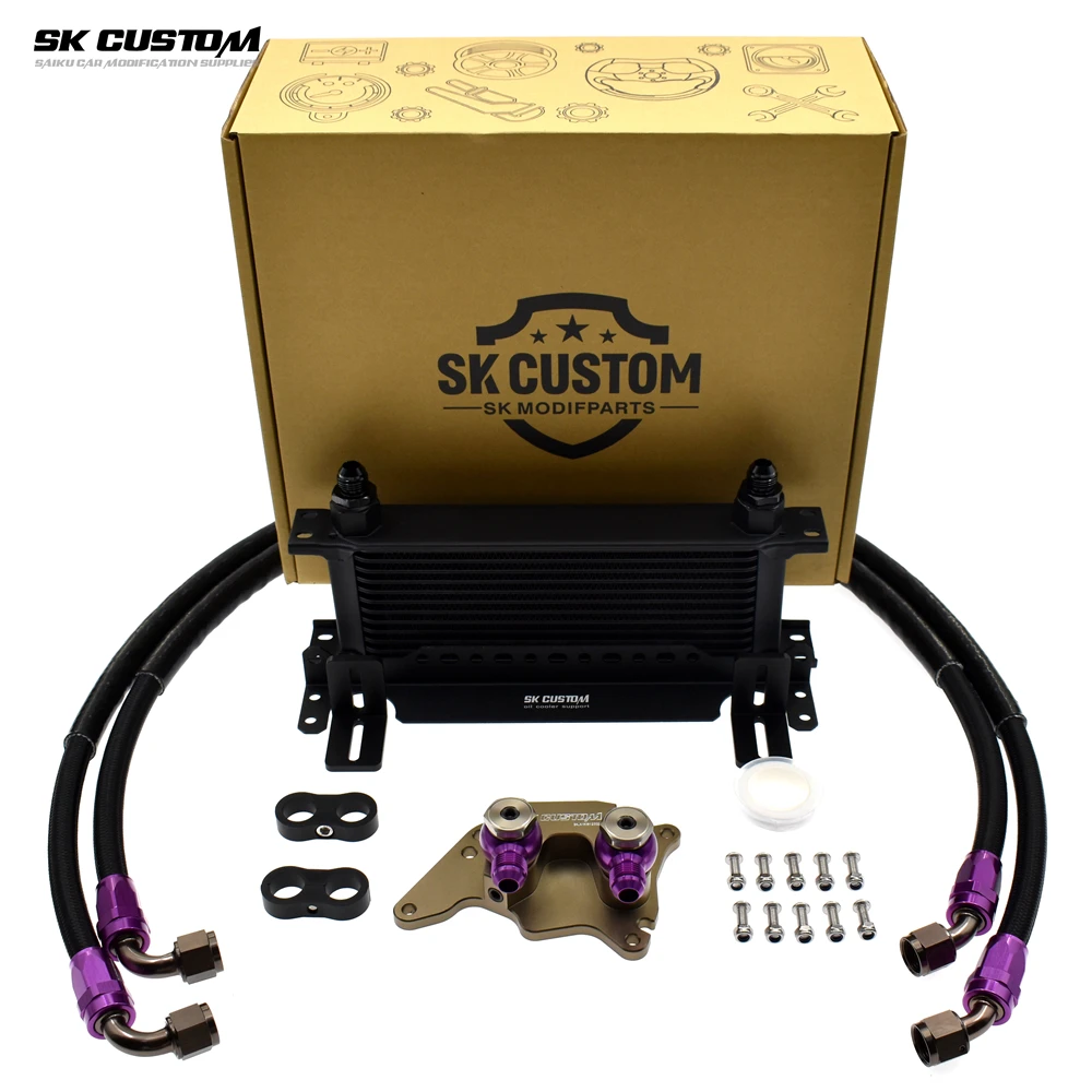 SK CUSTOM For MINI R55 R56 R57 R58 R59 R60 R61 N14 N18 1.6T Engine Oil Cooler Kit Adapter Engine Oil radiator Kit Aluminum Alloy