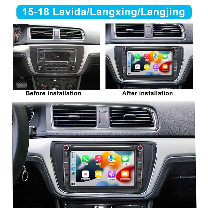 8 "2 Din HD Lettore video multimediale per auto Autoradio Wireless CarPlay Android Auto Audio stereo per VW Lavida/Langham/Langjing