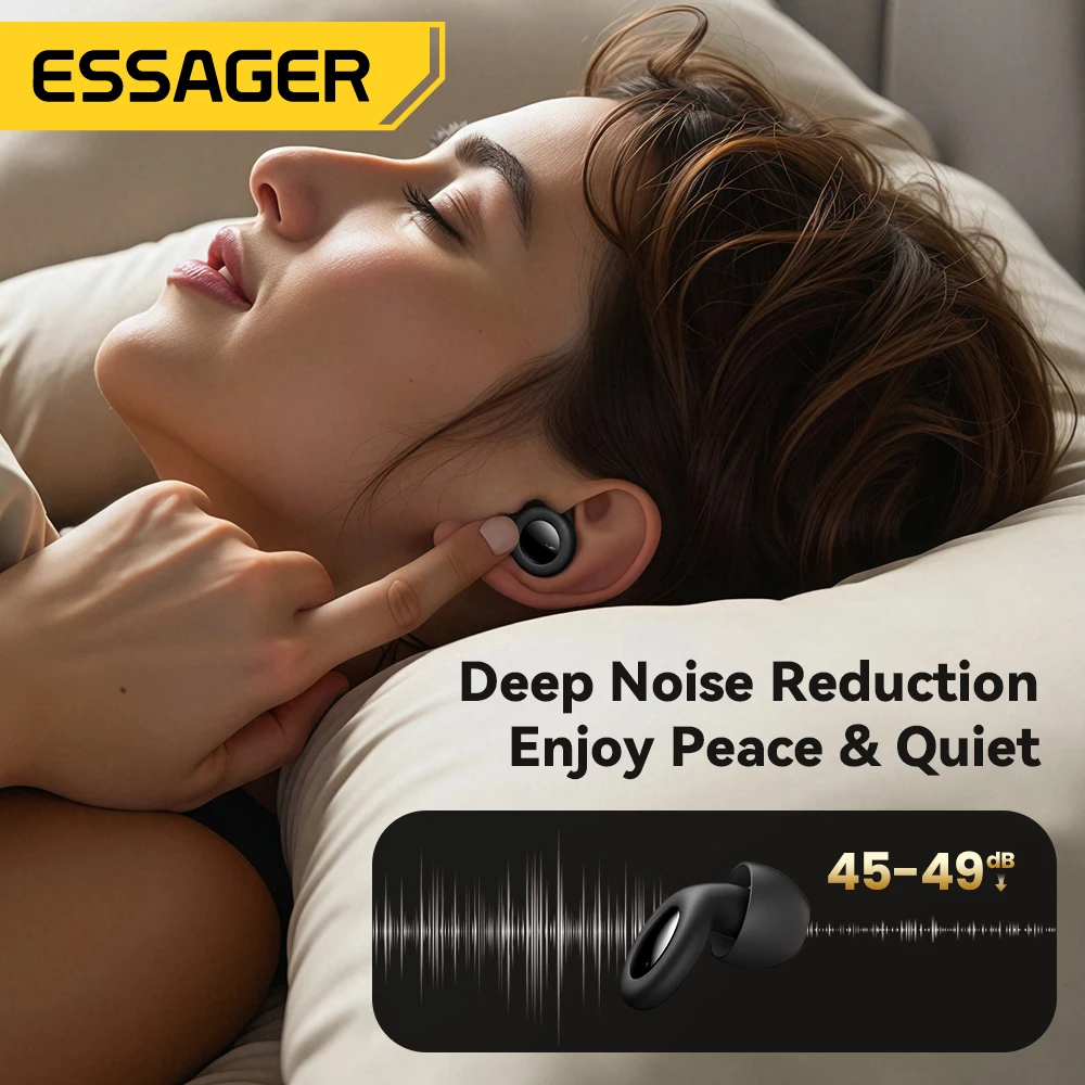 Essager سدادات الأذن للنوم 49dB إلغاء الضوضاء قابلة لإعادة الاستخدام سيليكون سدادة الأذن حماية السمع للحفل النوم الضوضاء سدادة الأذن