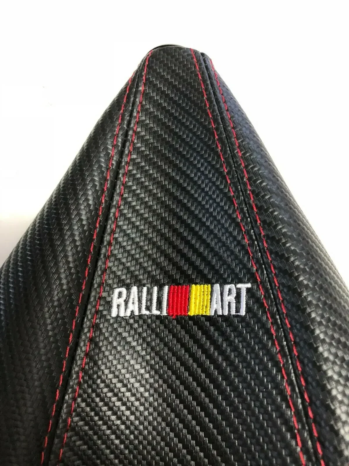 Ralliart Mugen Carbon Look Gear Shift Knob Shifter Boot Cover for MT/AT with Red Stitch