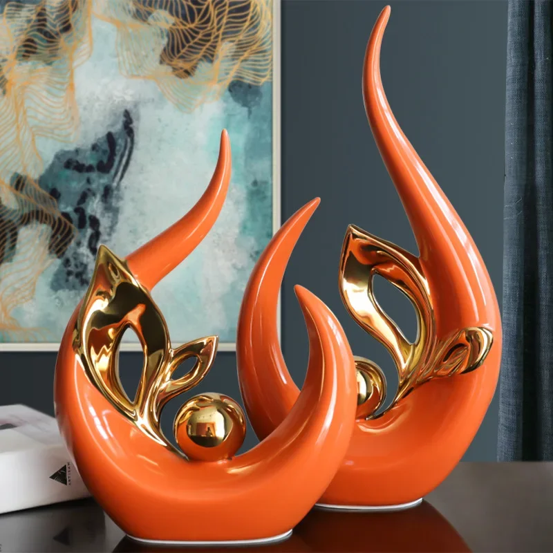Nordic Abstract Lifelike Ceramic Figurine Living Room Ornaments, Office Desk Entry Porch Decor, Desk Craft Gift