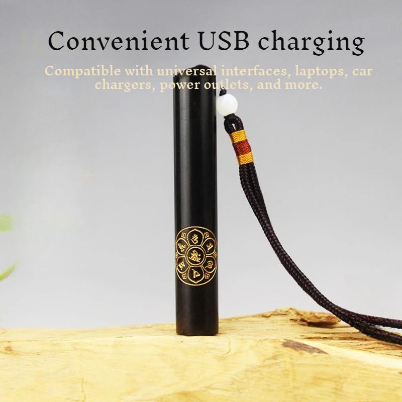 Creative Carving Ebony Lighter | Blow-Activated Electronic USB Rechargeable | High-Value Windproof Wooden Mens Cool Gadget Gift