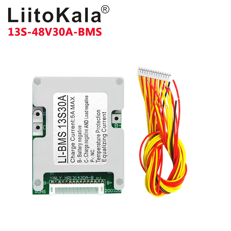 LiitoKala BMS 10S/13S/16S/20S 36V/48V/60V/72V 30A Li-ion ładowarka akumulatorów litowych płyta ochronna bateria BMS z funkcją równowagi