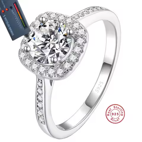 Cbtb Sterling Silver S925 Luxury D Color Moissanite 0.5-2Carat Princess Ring for Women Wedding Engagement Jewelry
