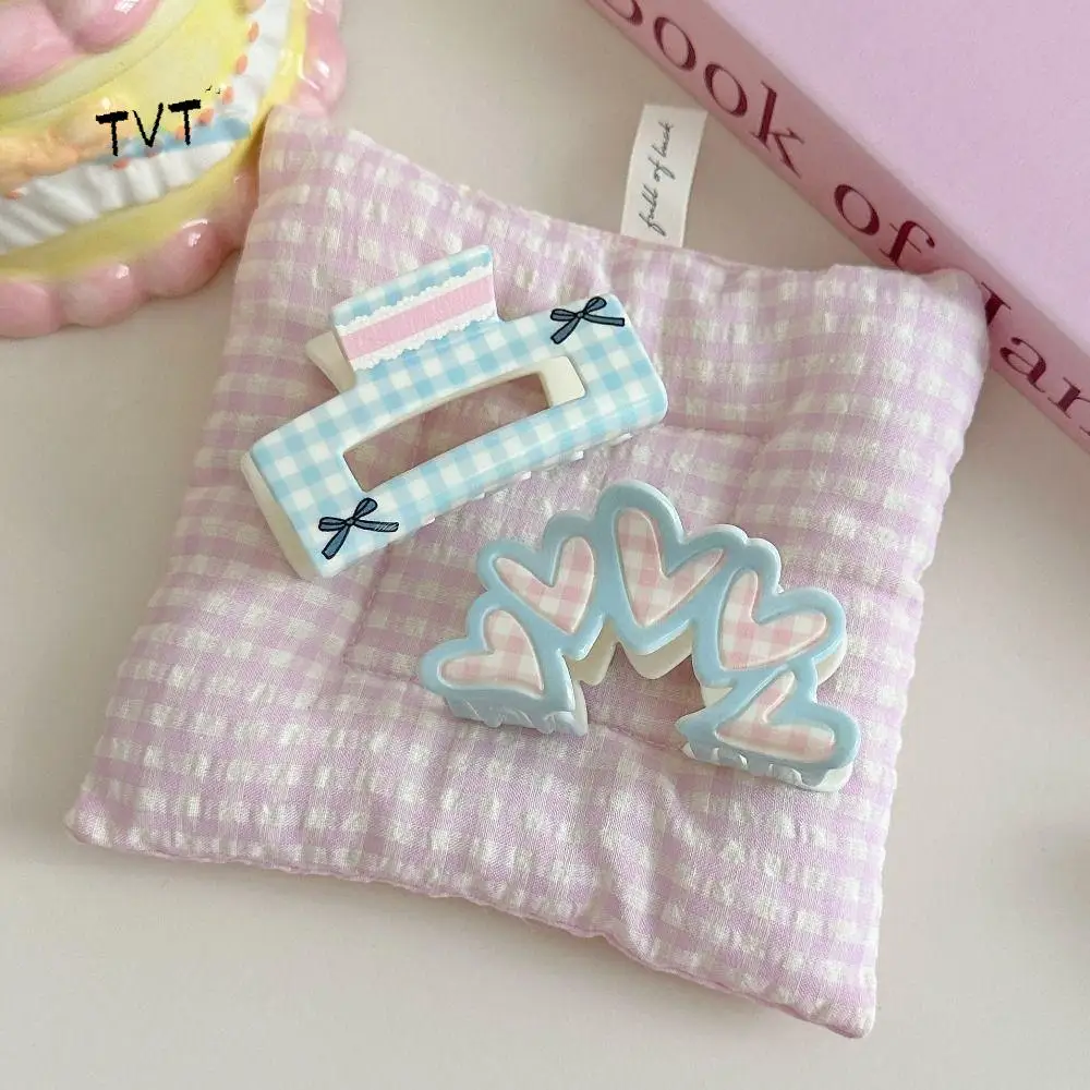 

Korean Style Lattice Hair Crab Clip Flower Triangle Acrylic Bow Hair Claw Hair Accessories Square Geometry Shark Clip Women